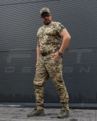 Футболка тактична джерсі стрейч піксель ЗСУ з липучками