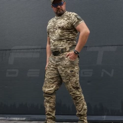 Футболка тактическая джерси стрейч пиксель ВСУ с липучками