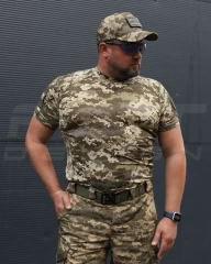 Футболка тактична джерсі стрейч піксель ЗСУ з липучками