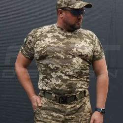 Футболка тактическая джерси стрейч пиксель ВСУ с липучками