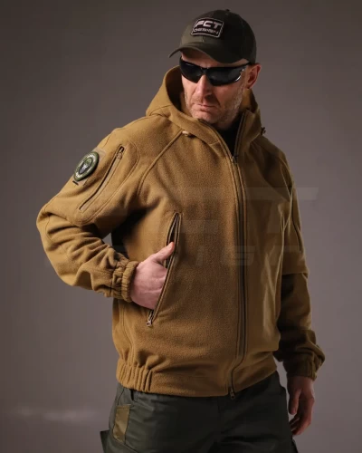 Куртка Хантер флісова на мембрані під гумку непромокаюча койот 40-42/3 40-42/3