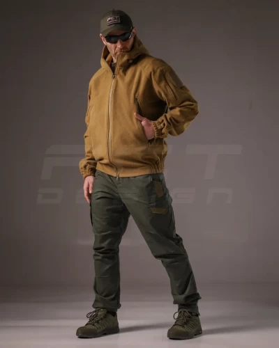 Куртка Хантер флісова на мембрані під гумку непромокаюча койот 40-42/3 40-42/3