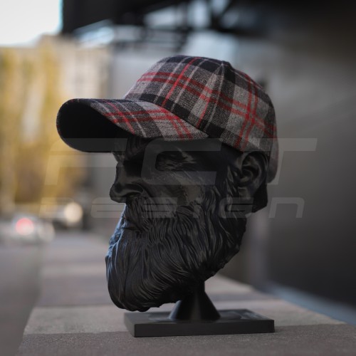 Кепка бейсболка FCT утепленная в клетку красная (3 номер) 58