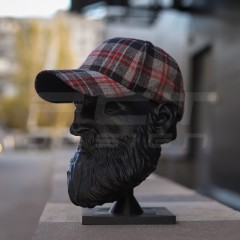 Кепка бейсболка FCT утепленная в клетку красная (3 номер)