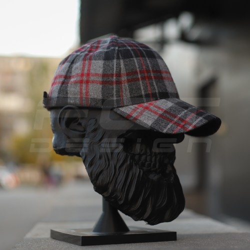 Кепка бейсболка FCT утепленная в клетку красная (3 номер) 58