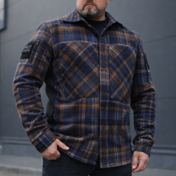 Тактична мілітарі Сорочка FCT демісезон утеплена в клітинку синьо-помаранчево-бордова (43 номер)