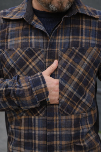 Тактична мілітарі Сорочка FCT демісезон утеплена в клітинку синьо-помаранчево-бордова (43 номер) 40-42/3 40-42/3