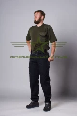 Футболка зелена хакі з погонами і нагрудною кишенею