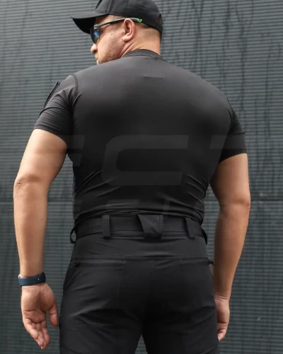 Футболка тактична джерсі стрейч Мультикам чорна з липучками для Поліції 44 44