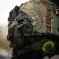 Балістичний бронешолом Fast 3A койот з навушниками Earmor M32(X), ліхтариком і кавером Multicam