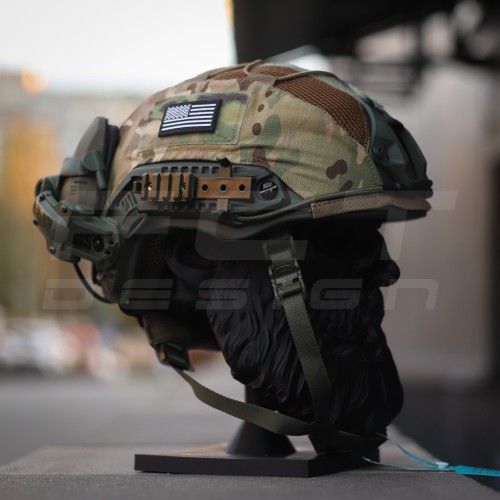 Баллистический бронешлем Fast 3A койот с наушниками Earmor M32 (X), фонариком и кавером Multicam