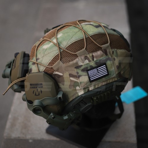 Баллистический бронешлем Fast 3A койот с наушниками Earmor M32 (X), фонариком и кавером Multicam