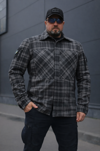 Тактична мілітарі Сорочка FCT демісезон утеплена в клітинку сіра (47 номер) 40-42/3 40-42/3