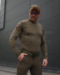 Лонгслів футболка довгий рукав тактична Джерсі стрейч хакі