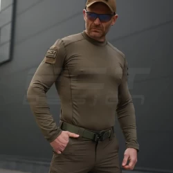 Лонгслив футболка длинный рукав тактическая Джерси стрейч хаки