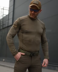 Лонгслів футболка довгий рукав тактична Джерсі стрейч хакі