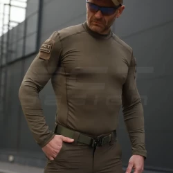 Лонгслив футболка длинный рукав тактическая Джерси стрейч хаки