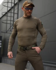 Лонгслів футболка довгий рукав тактична Джерсі стрейч хакі