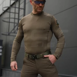 Лонгслив футболка длинный рукав тактическая Джерси стрейч хаки