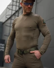 Лонгслів футболка довгий рукав тактична Джерсі стрейч хакі