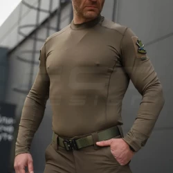 Лонгслив футболка длинный рукав тактическая Джерси стрейч хаки