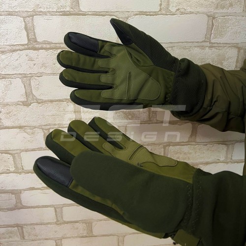 Рукавички зимові утеплені тактичні з кісточками хакі