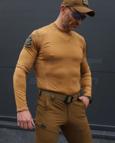 Лонгслів футболка довгий рукав тактична Джерсі стрейч койот 44 44