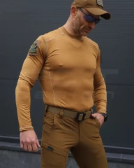 Лонгслів футболка довгий рукав тактична Джерсі стрейч койот
