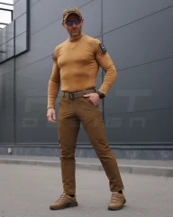 Лонгслів футболка довгий рукав тактична Джерсі стрейч койот