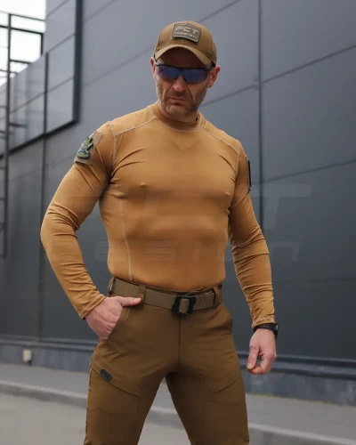 Лонгслів футболка довгий рукав тактична Джерсі стрейч койот 44 44