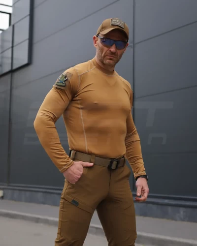 Лонгслів футболка довгий рукав тактична Джерсі стрейч койот 44 44