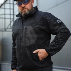 Кофта флис соты Гексагон на молнии черная