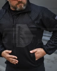 Кофта фліс соти Гексагон на блискавці чорна