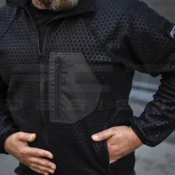 Кофта флис соты Гексагон на молнии черная