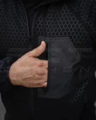 Кофта фліс соти Гексагон на блискавці чорна