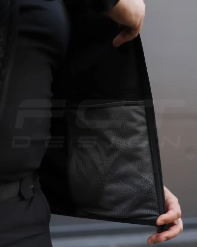 Кофта флис соты Гексагон на молнии черная 40-42/3