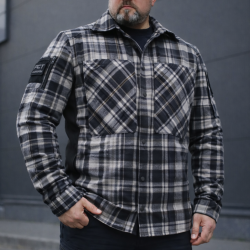 Тактична мілітарі Сорочка FCT зимова утеплена в клітинку Сіро-жовта фліс підкладка (45 номер)