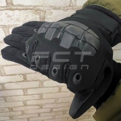 Рукавички зимові утеплені тактичні з кісточками чорні