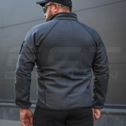 Кофта фліс соти Гексагон на блискавці Темно-сіра