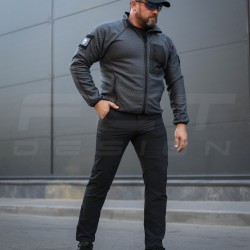 Кофта фліс соти Гексагон на блискавці Темно-сіра