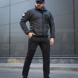 Кофта фліс соти Гексагон на блискавці Темно-сіра