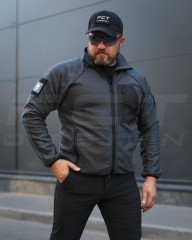 Кофта флис соты Гексагон на молнии Темно-серая