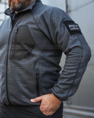 Кофта флис соты Гексагон на молнии Темно-серая 40-42/3