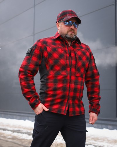 Тактична мілітарі Сорочка FCT зимова утеплена в клітинку Червона фліс підкладка (49 номер) 40-42/3 40-42/3