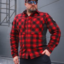 Тактична мілітарі Сорочка FCT зимова утеплена в клітинку Червона фліс підкладка (49 номер)