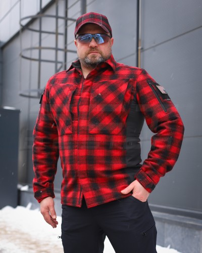 Тактична мілітарі Сорочка FCT зимова утеплена в клітинку Червона фліс підкладка (49 номер) 40-42/3 40-42/3