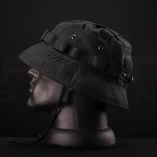 Панама тактическая рип-стоп с регулятором велкро черная 56