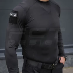 Лонгслив футболка длинный рукав тактическая Джерси стрейч черный