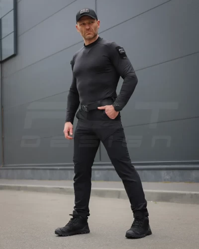 Лонгслів футболка довгий рукав тактична Джерсі стрейч чорний 44 44