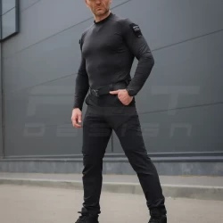 Лонгслив футболка длинный рукав тактическая Джерси стрейч черный